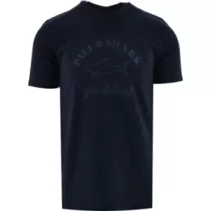 Paul and Shark Navy Tonal Logo Printed T-Shirt