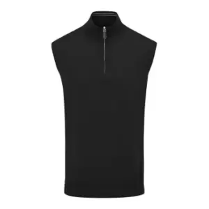 Oscar Jacobson Half Zip Sleeveless Sweater - Black