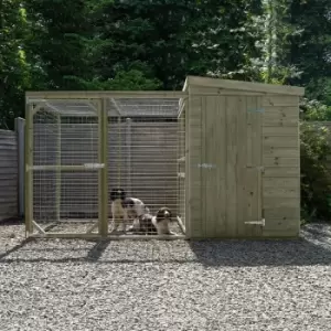 10'1 x 4'6 Forest Hedgerow Wooden Dog Kennel with 6ft Run - Pet House (3.07m x 1.38m) - pressure treated