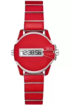 Diesel Mens Baby Chief Digital, Red Enamel and Stainless Steel Watch, DZ2192