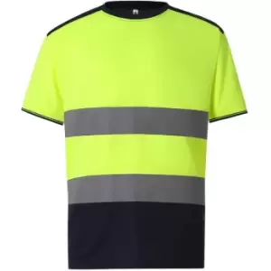 Yoko Mens Two Tone Hi-Vis T-Shirt (6XL) (Yellow/Navy) - Yellow/Navy