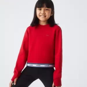 Girls' Lacoste Printed Band Short Sweatshirt Size 12 yrs Red