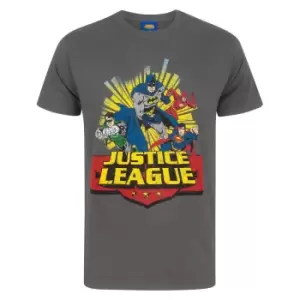 Justice League Mens Comic T-Shirt (S) (Charcoal)
