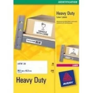 Avery Laser Label H/duty 4/sht 20/pk Wh