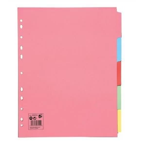 5 Star Subject Dividers Multipunched Manilla Board 5-Part Extra Wide A4 Assorted Pack 10