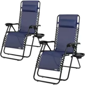 Casaria Adjustable High Back Deck Chair With Pillow Garden Outdoor Terrace Patio Balcony Lounger Relax 2er Set blau (de)