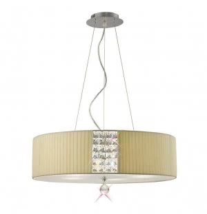 Ceiling Pendant Round with Cream Shade 5 Light Polished Chrome, Crystal