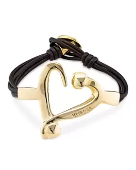 Uno de 50 Love Open Heart Leather Flex Bracelet in 18K Gold Plated Sterling Silver