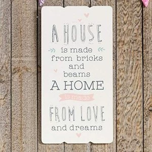 Love Life Rectangular Plaque - A House Is Made From Bricks