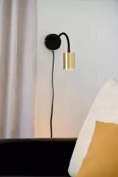 Explore Flex Indoor Bedroom Living Dining Office Wall Light with Adjustable Lamp Head in Brass