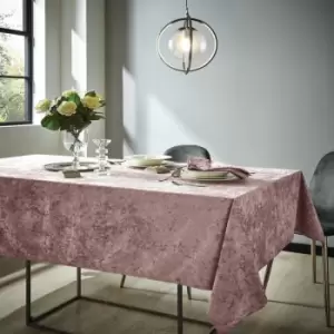 Catherine Lansfield Crushed Velvet Tablecloth, Blush, 132 x 178 Cm