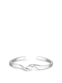 Inicio Recycled Sterling Silver Plated Twisted Bangle Bracelet - Gift Pouch, Silver, Women