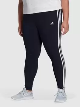 adidas 3 Stripes Leggings (Plus Size) - Navy, Size 1X, Women
