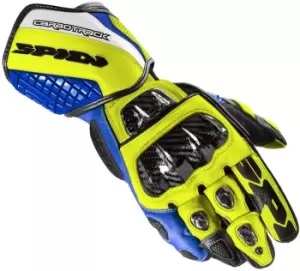 Spidi Carbo Track Evo Motorcycle Gloves, blue-yellow, Size L, blue-yellow, Size L