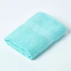 HOMESCAPES Turkish Cotton Hand Towel, Aqua - Aqua Blue