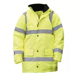 Warrior Mens Nevada High Visibility Safety Jacket (S) (Fluorescent Yellow)