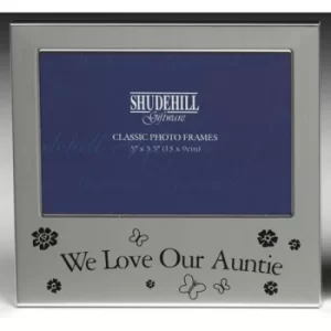 Satin Silver Occasion Frame We Love Our Auntie 5x3