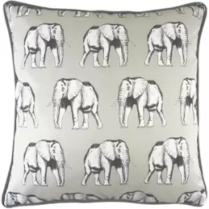 Evans Lichfield Safari Elephant Monochrome Cushion Cover (One Size) (White/Grey/Black)