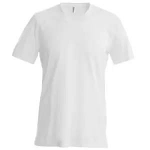 Kariban Mens Short Sleeve V Neck Slim Fit T-Shirt (XL) (White)