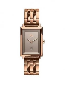 Mvmt Mvmt Signature Square Rose Gold Stainless Steel Bracelet With Grey Dial Ladies Watch