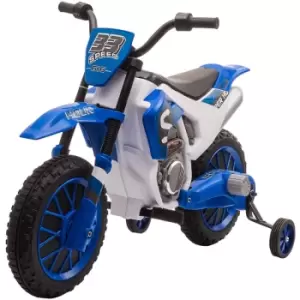 12V Kids Electric Motorbike Ride-On Motorcycle w/ Training Wheels - Blue - Blue - Homcom