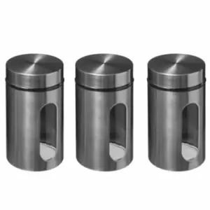 5Five Set Of 3 Stainless Steel & Glass Screw Lid Jar 900Ml