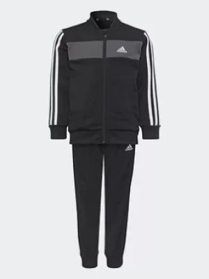 Boys, adidas Essentials 3-stripes Shiny Tracksuit, Pink, Size 4-5 Years