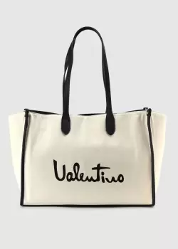 Valentino Bags Womens Vacation Canvas Tote Bag In Cream