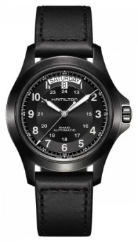 Hamilton Khaki Field King Black Leather Strap Black Dial Watch