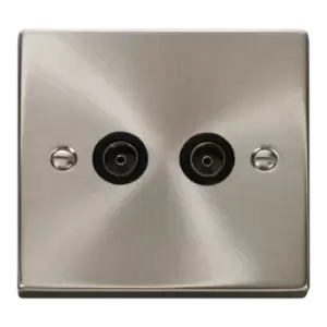 Click Scolmore Deco 2 Gang Non-Isolated Co-Axial Socket - VPSC066BK