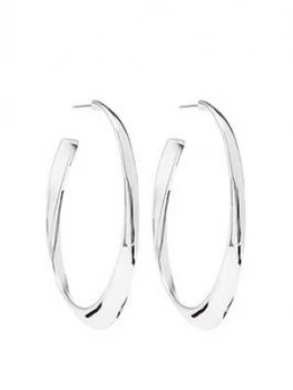 Mood Silver Plated Polished Oval Hoop Earrings