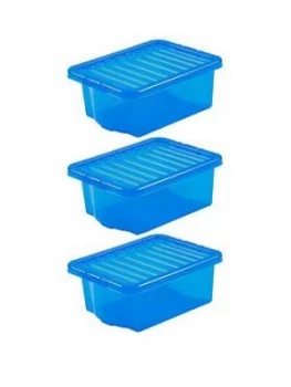 Wham Set Of 3 Blue Plastic Crystal Storage Boxes