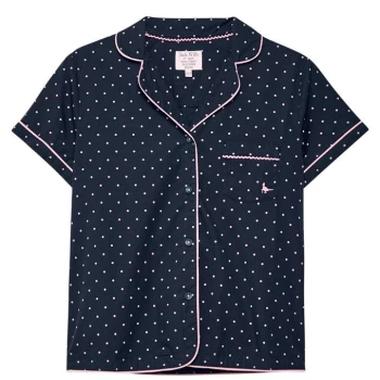 Jack Wills Artar Polka Dot Pyjama Shirt - Navy