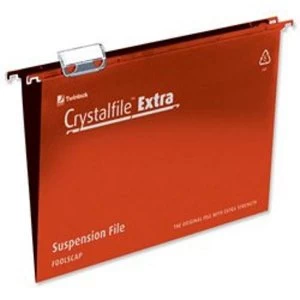 Rexel Crystalfile Extra Foolscap Polypropylene Suspension File 15mm Red Pack of 25 Suspension Files