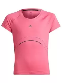 adidas Junior Girls Train Hiit T-Shirt Ss - Bright Pink, Bright Pink, Size 7-8 Years, Women