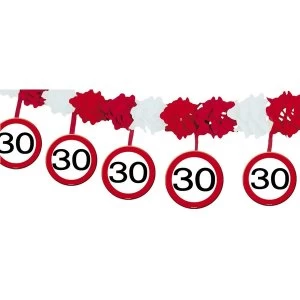 30th Birthday Traffic Sign Garland with Hangers