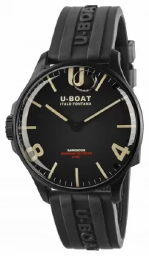 U-Boat DARKMOON 44MM BLACK IPB CASE Black Rubber Strap 8464/ Watch