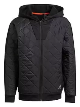 adidas Ftre - Future Junior Boys Warm Zip Through Hoody, Black, Size 7-8 Years