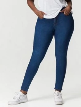 Evans Regular Midwash Skinny Jeans - Blue, Size 26, Women