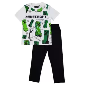 Minecraft Boys Glitching Creeper Pyjama Set (13-14 Years) (Black/White/Green)