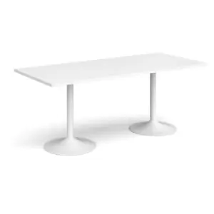 Genoa rectangular dining table with white trumpet base 1800mm x 800mm - white