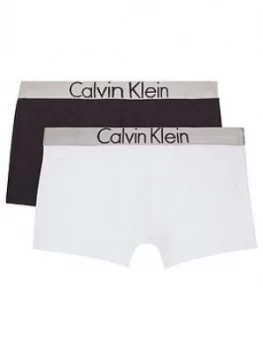 Calvin Klein Boys 2 Pack Silver Waistband Boxer - White Black