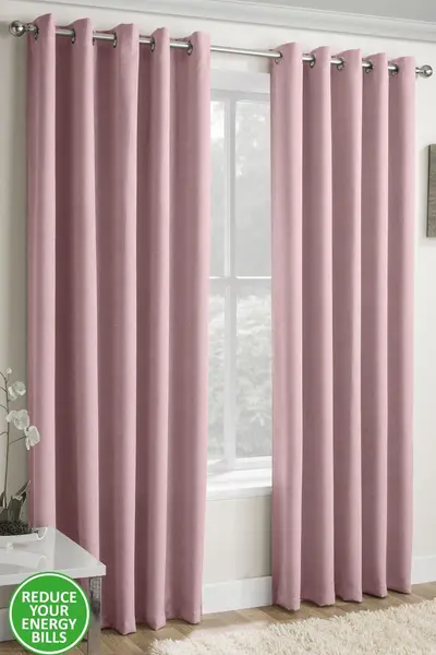 Enhanced Living Vogue Blush Pink 90 X 72" &#40;229X183Cm&#41; Pair Of Eyelet Thermal Noise Reducing Dim Out Curtains