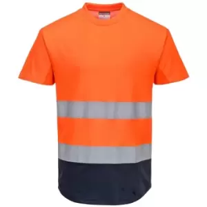 C395ONRM - sz M Two-Tone Mesh T-Shirt Hi Vis Workwear - Orange/Navy - Portwest