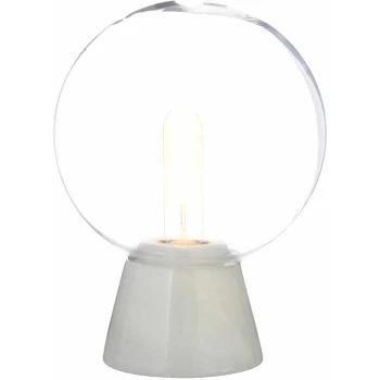 Bathroom Light Bulb Round Shape Practical Glass Lampshade Glass Bell Jar With Copper Bulb Durable Glass Lamp Base Marble 20 x 20 x 28 - Premier