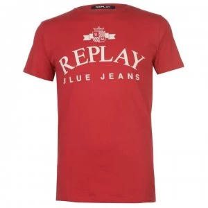 Replay Jeans Logo T Shirt - Tomato Red 353