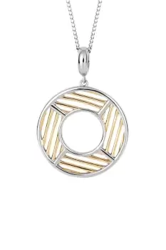 Geo Cage Design Open Circle Pendant with Yellow Gold Plating
