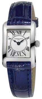 Frederique Constant Womens Carree Blue Leather Strap Silver Watch