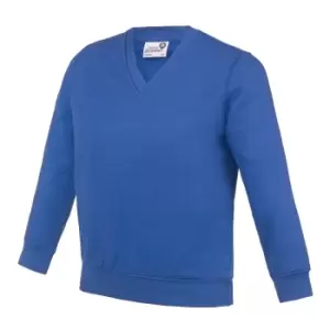 AWDis Academy Childrens/Kids Junior V Neck School Jumper/Sweatshirt (9-10 Years) (Royal Blue)