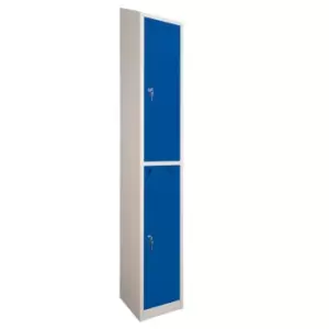 2 Door Locker, 300X300, Grey Carcass/Blue Doors, Sloping Top, Camlock